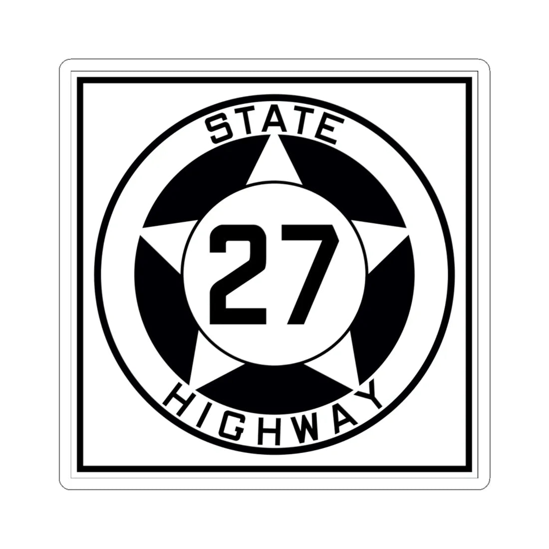 Texas 27 1935 (Texas) (Road Sign) STICKER Vinyl Kiss-Cut Decal 6 Inch White - The Sticker Space