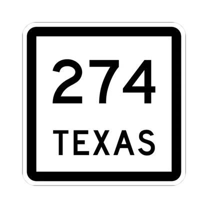 Texas 274 (Texas) (Road Sign) STICKER Vinyl Kiss-Cut Decal 3 Inch White - The Sticker Space