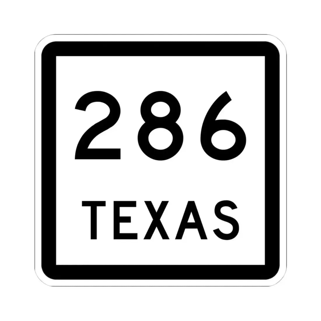 Texas 286 (Texas) (Road Sign) STICKER Vinyl Kiss-Cut Decal 4 Inch White - The Sticker Space