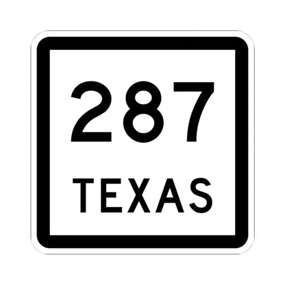 Texas 287 (Texas) (Road Sign) STICKER Vinyl Kiss-Cut Decal 4 Inch White - The Sticker Space