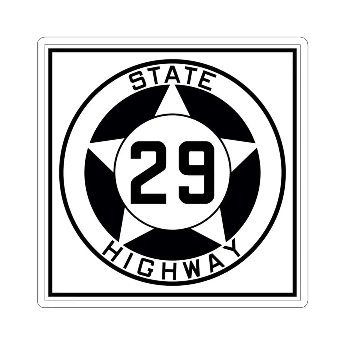 Texas 29 1935 (Texas) (Road Sign) STICKER Vinyl Kiss-Cut Decal 6 Inch White - The Sticker Space