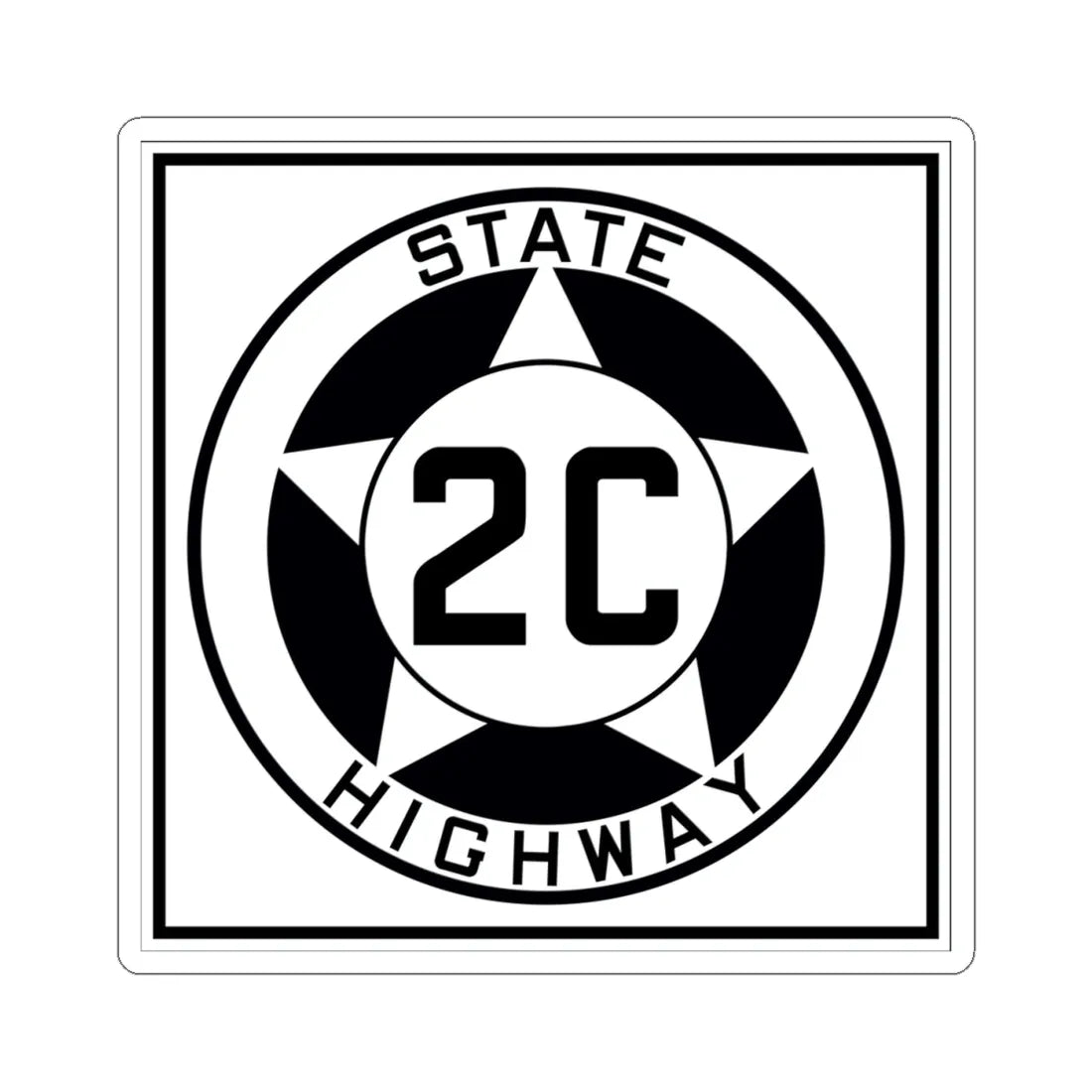 Texas 2C 1935 (Texas) (Road Sign) STICKER Vinyl Kiss-Cut Decal 4 Inch White - The Sticker Space