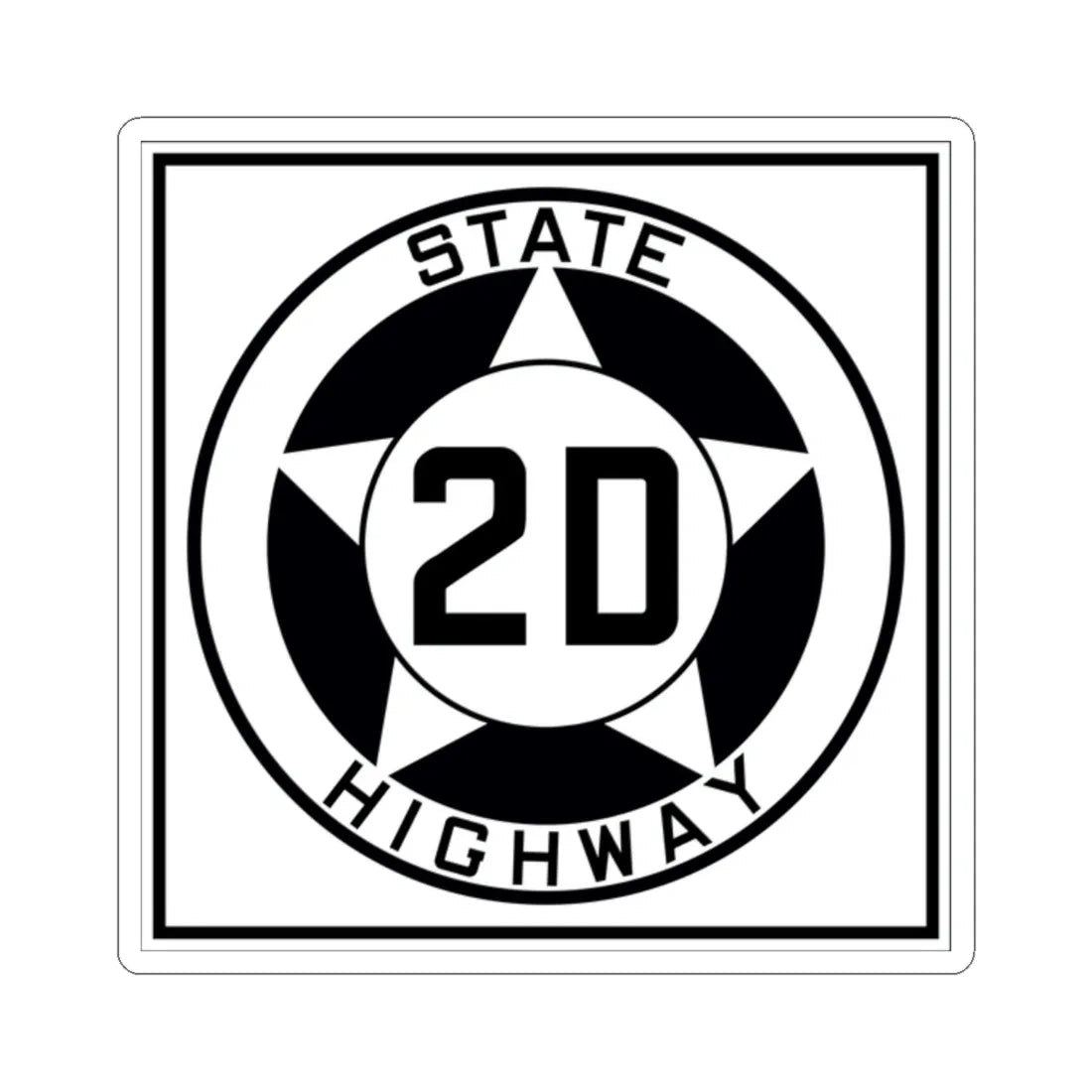 Texas 2D 1935 (Texas) (Road Sign) STICKER Vinyl Kiss-Cut Decal 2 Inch White - The Sticker Space