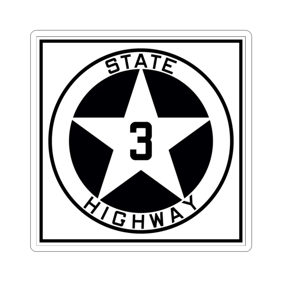 Texas 3 1917 (Texas) (Road Sign) STICKER Vinyl Kiss-Cut Decal 3 Inch White - The Sticker Space
