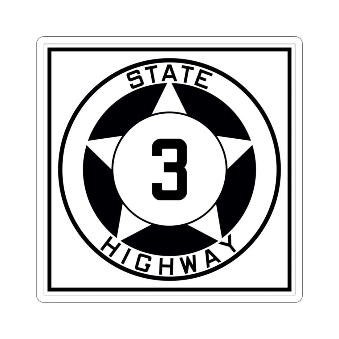 Texas 3 1935 (Texas) (Road Sign) STICKER Vinyl Kiss-Cut Decal 4 Inch White - The Sticker Space