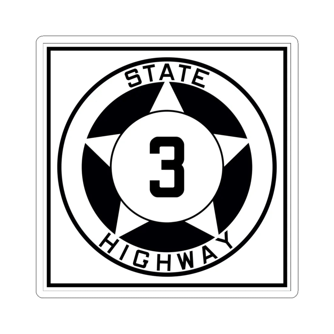 Texas 3 1935 (Texas) (Road Sign) STICKER Vinyl Kiss-Cut Decal 6 Inch White - The Sticker Space