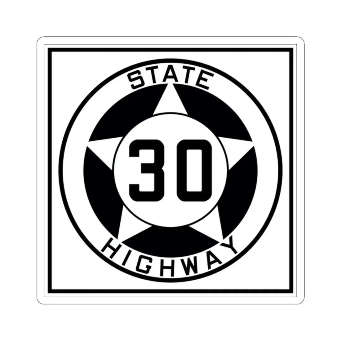 Texas 30 1935 (Texas) (Road Sign) STICKER Vinyl Kiss-Cut Decal 2 Inch White - The Sticker Space