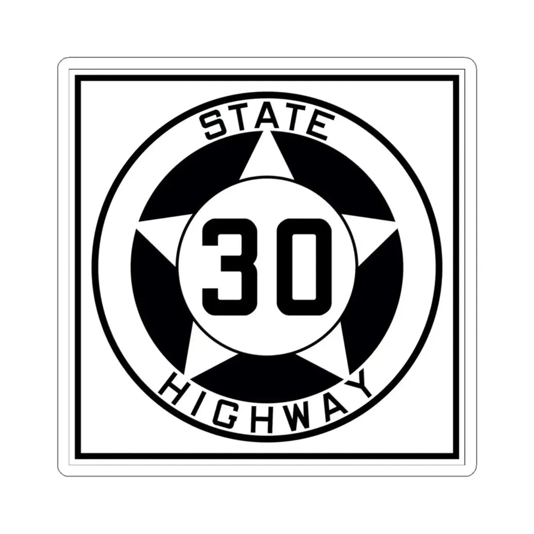 Texas 30 1935 (Texas) (Road Sign) STICKER Vinyl Kiss-Cut Decal 4 Inch White - The Sticker Space