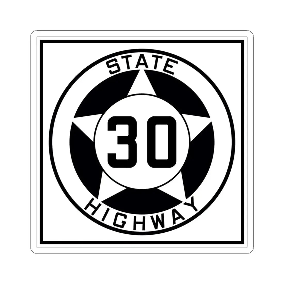 Texas 30 1935 (Texas) (Road Sign) STICKER Vinyl Kiss-Cut Decal 6 Inch White - The Sticker Space