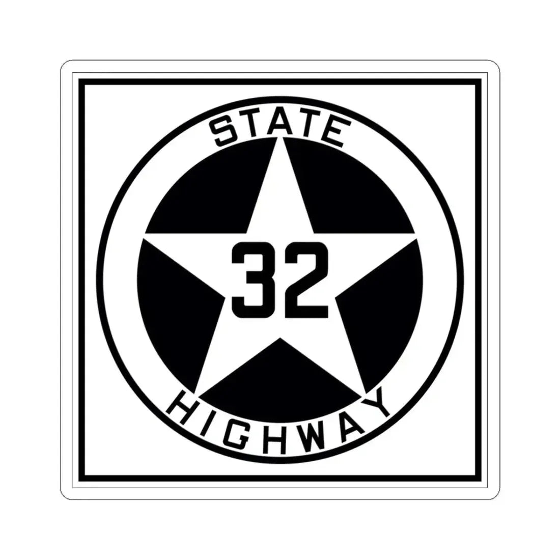 Texas 32 1917 (Texas) (Road Sign) STICKER Vinyl Kiss-Cut Decal 3 Inch White - The Sticker Space