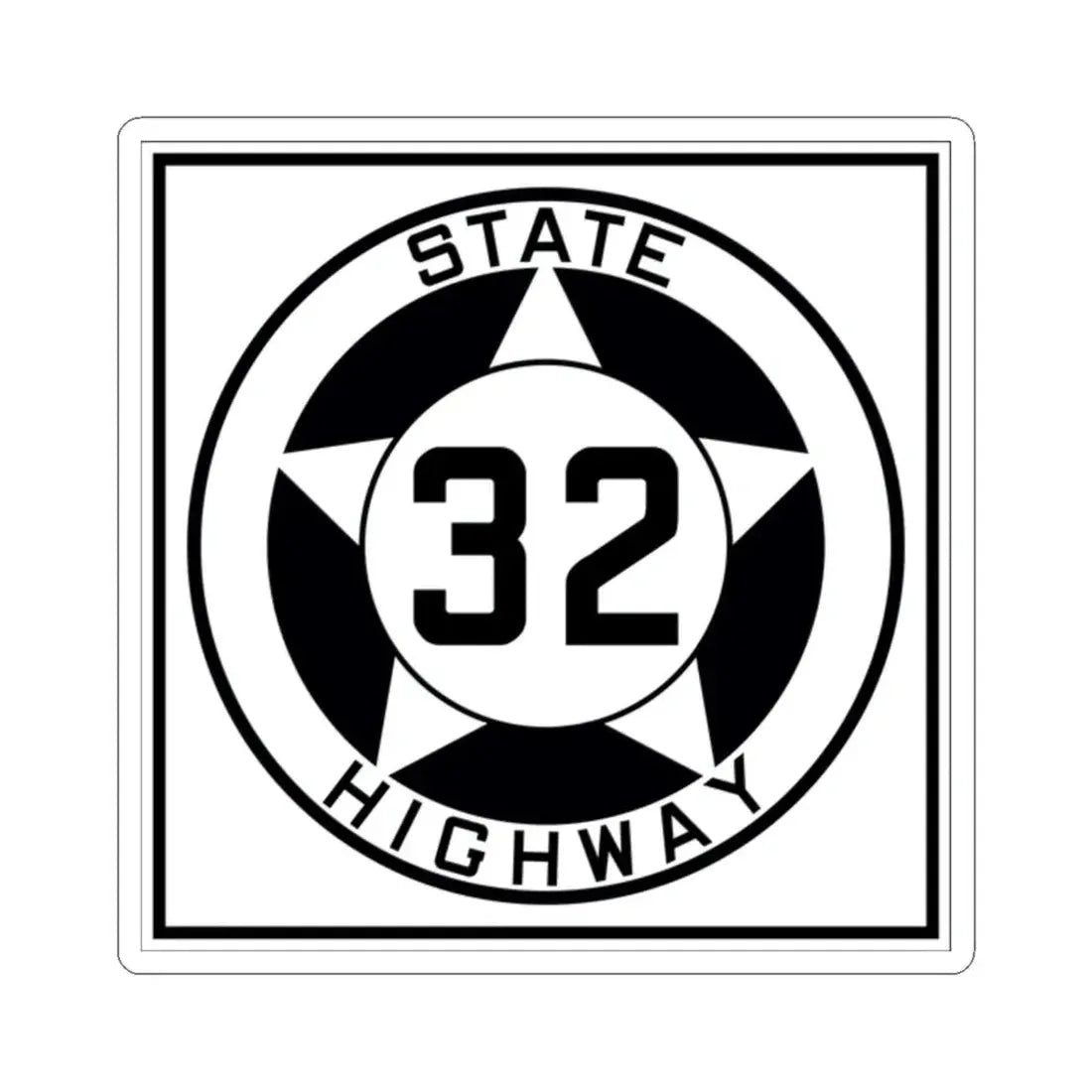 Texas 32 1935 (Texas) (Road Sign) STICKER Vinyl Kiss-Cut Decal 2 Inch White - The Sticker Space