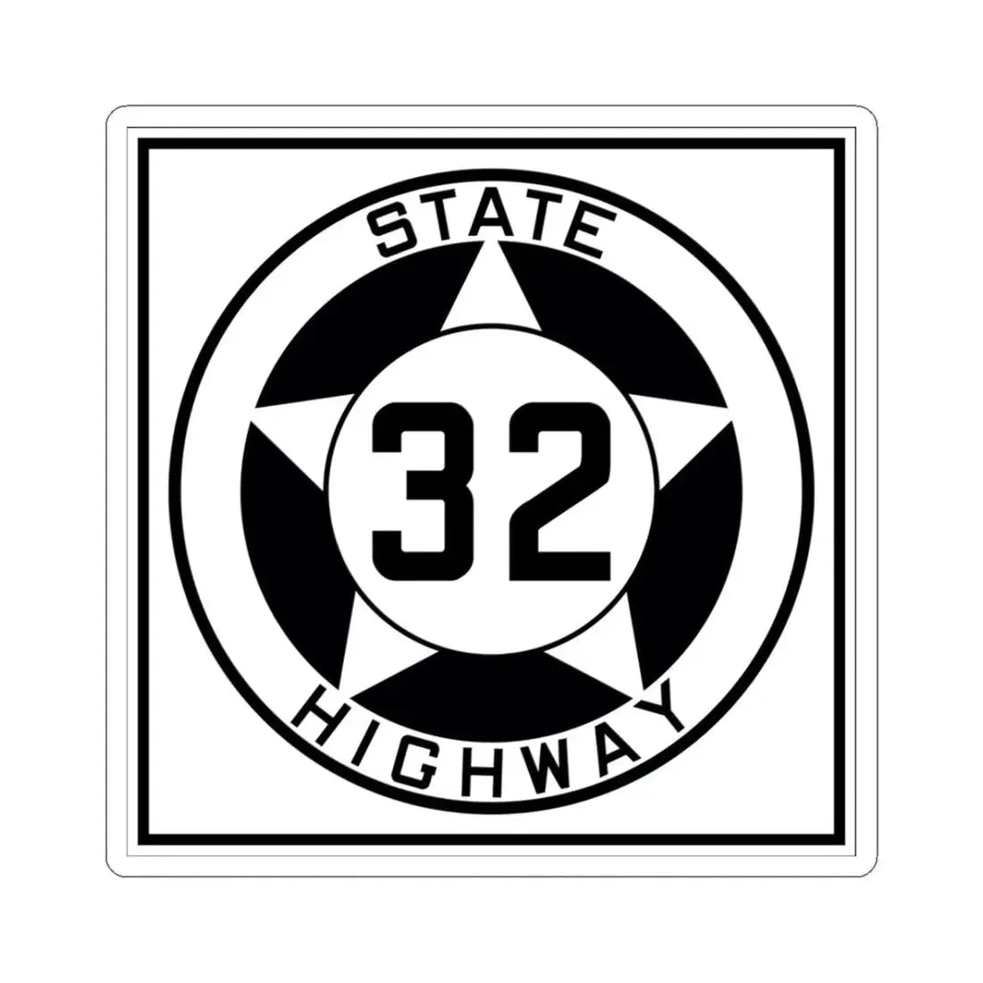 Texas 32 1935 (Texas) (Road Sign) STICKER Vinyl Kiss-Cut Decal 3 Inch White - The Sticker Space