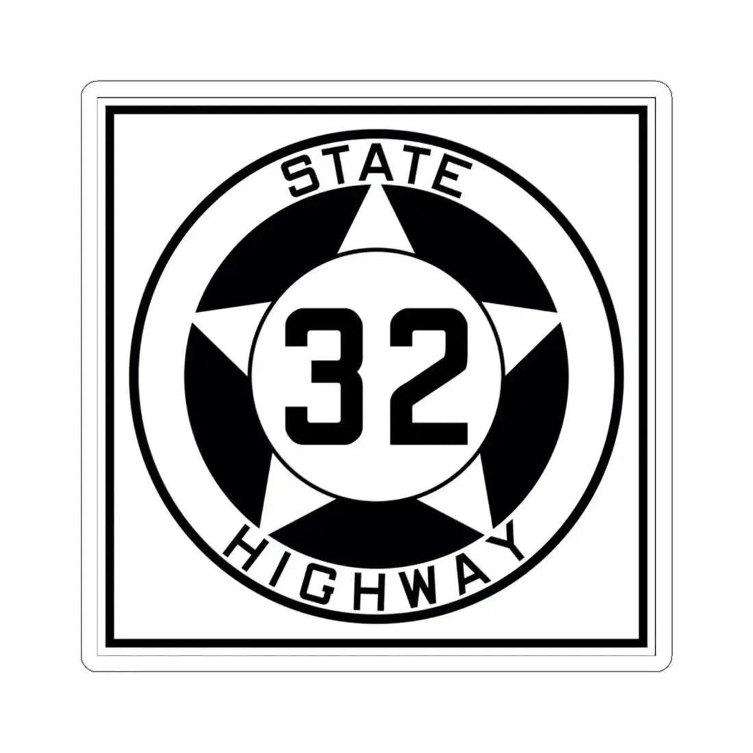 Texas 32 1935 (Texas) (Road Sign) STICKER Vinyl Kiss-Cut Decal 4 Inch White - The Sticker Space