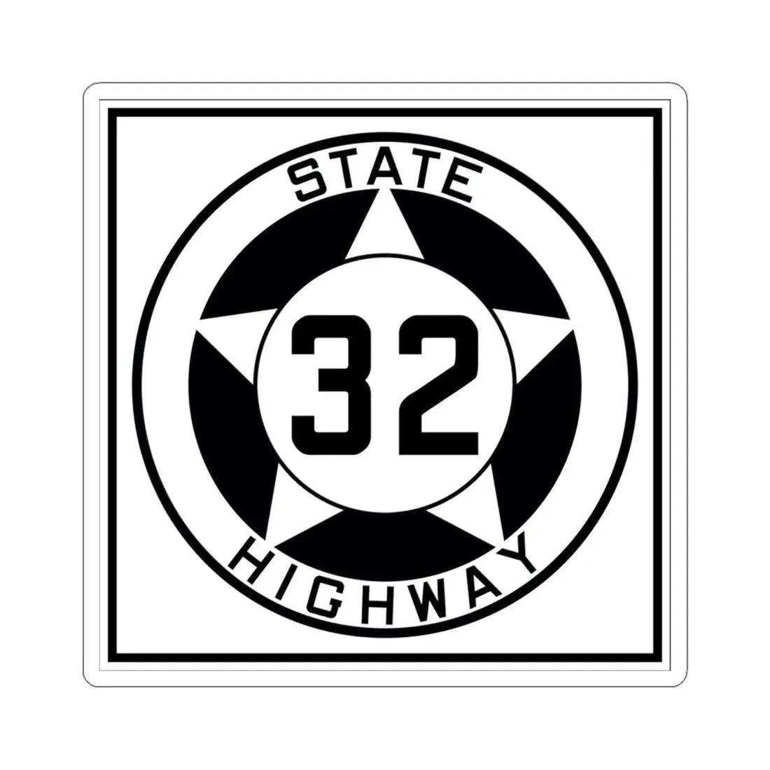 Texas 32 1935 (Texas) (Road Sign) STICKER Vinyl Kiss-Cut Decal 6 Inch White - The Sticker Space