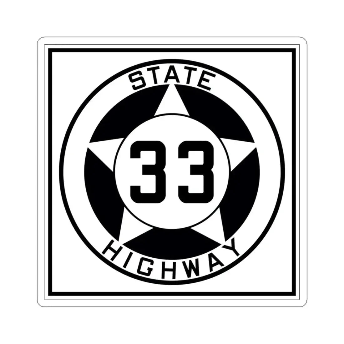 Texas 33 1935 (Texas) (Road Sign) STICKER Vinyl Kiss-Cut Decal 3 Inch White - The Sticker Space