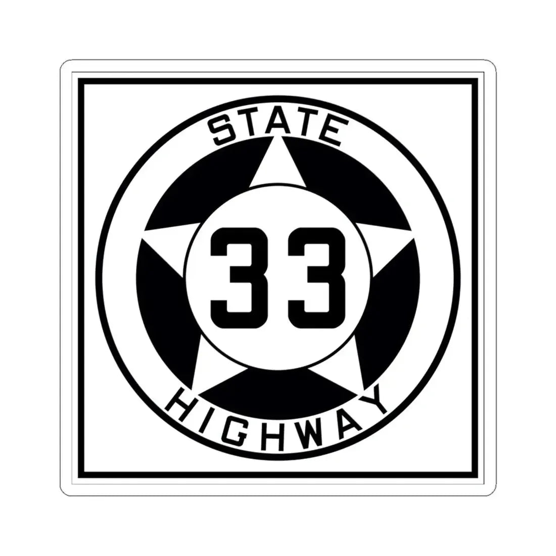 Texas 33 1935 (Texas) (Road Sign) STICKER Vinyl Kiss-Cut Decal 6 Inch White - The Sticker Space