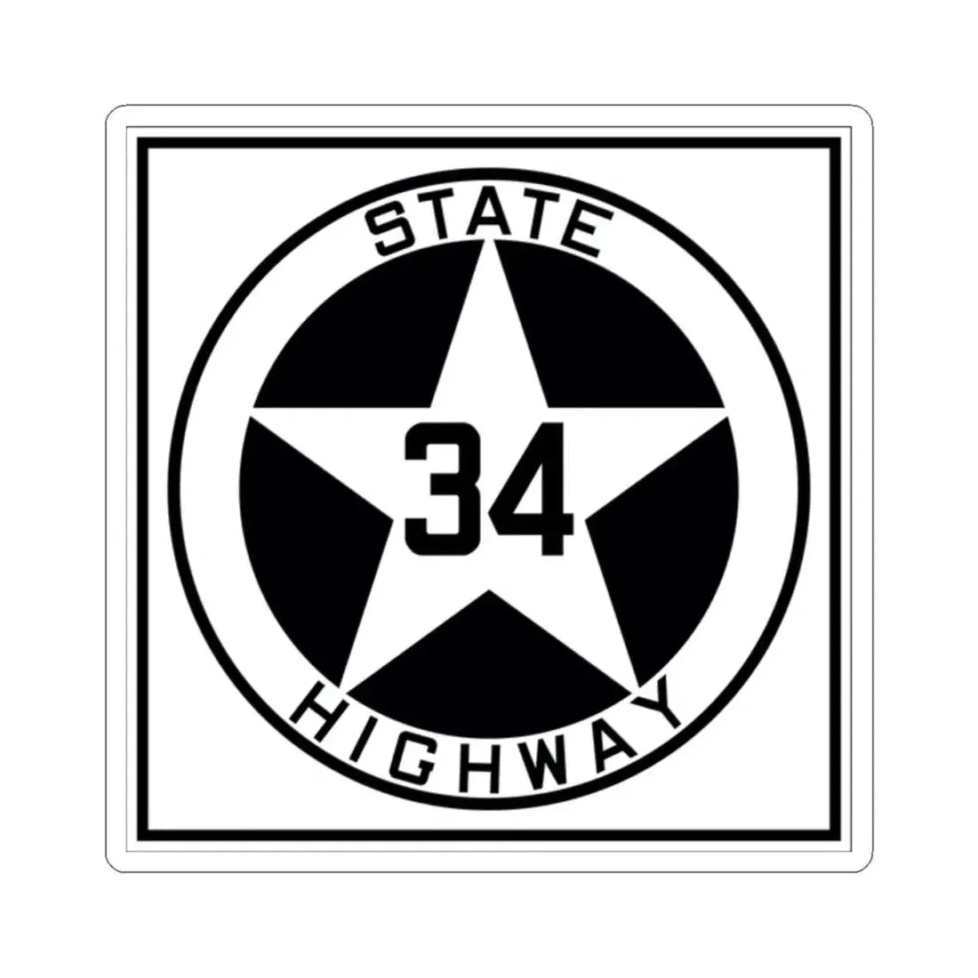 Texas 34 1917 (Texas) (Road Sign) STICKER Vinyl Kiss-Cut Decal 2 Inch White - The Sticker Space