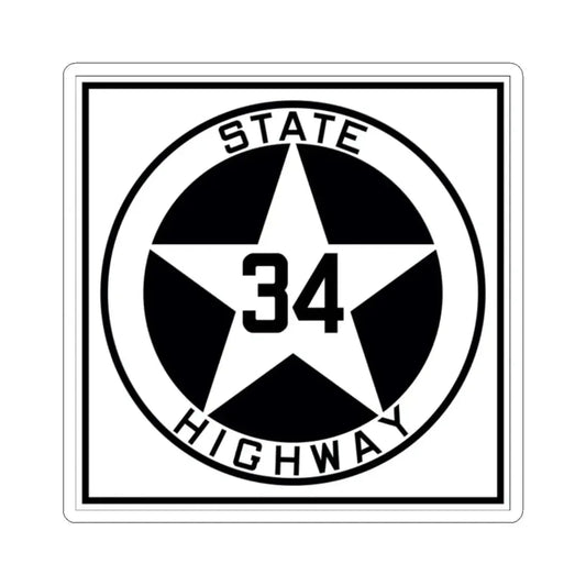 Texas 34 1917 (Texas) (Road Sign) STICKER Vinyl Kiss-Cut Decal 2 Inch White - The Sticker Space