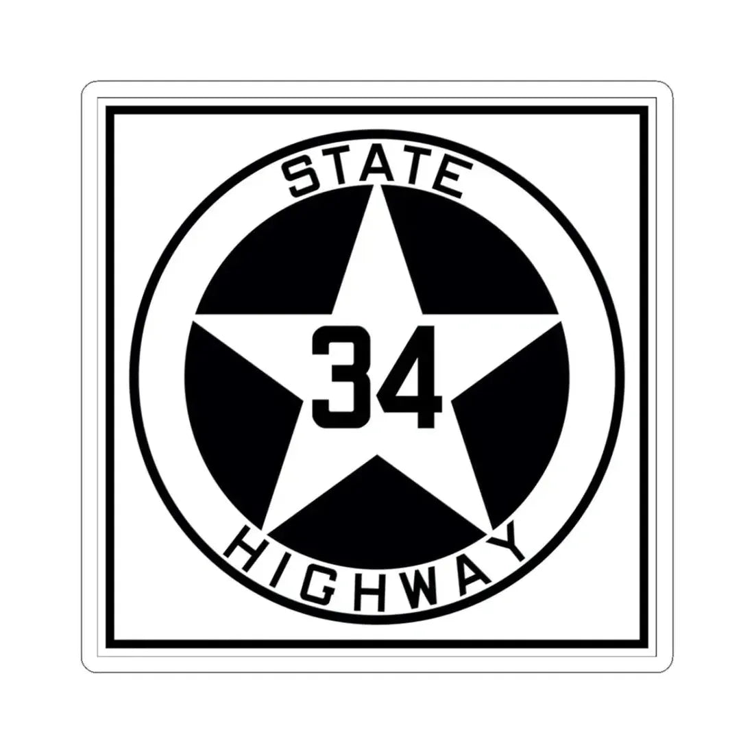 Texas 34 1917 (Texas) (Road Sign) STICKER Vinyl Kiss-Cut Decal 3 Inch White - The Sticker Space