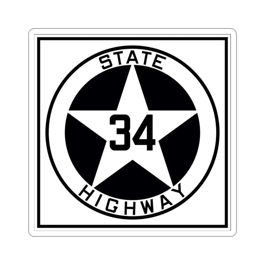 Texas 34 1917 (Texas) (Road Sign) STICKER Vinyl Kiss-Cut Decal 6 Inch White - The Sticker Space
