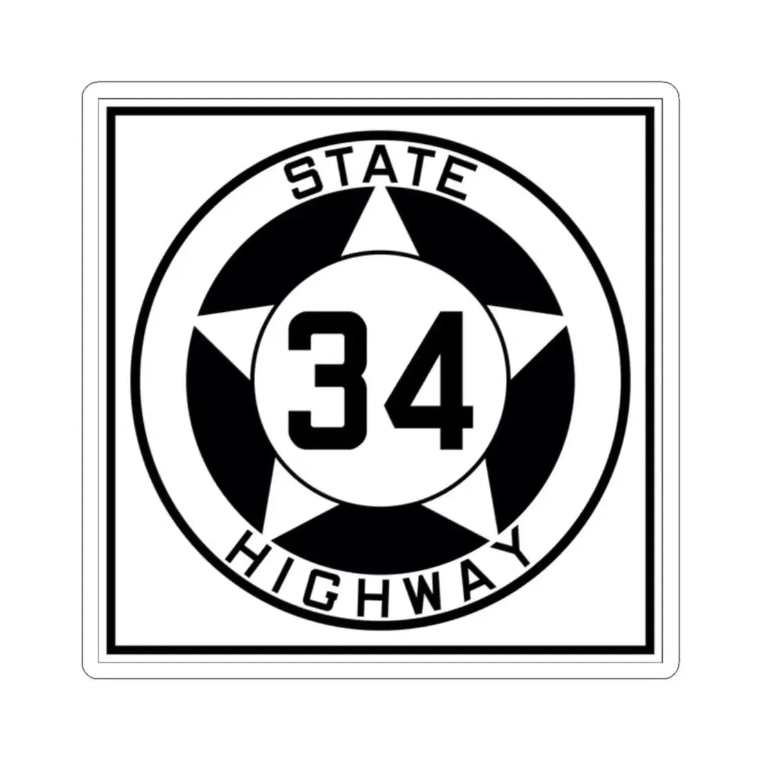 Texas 34 1935 (Texas) (Road Sign) STICKER Vinyl Kiss-Cut Decal 2 Inch White - The Sticker Space