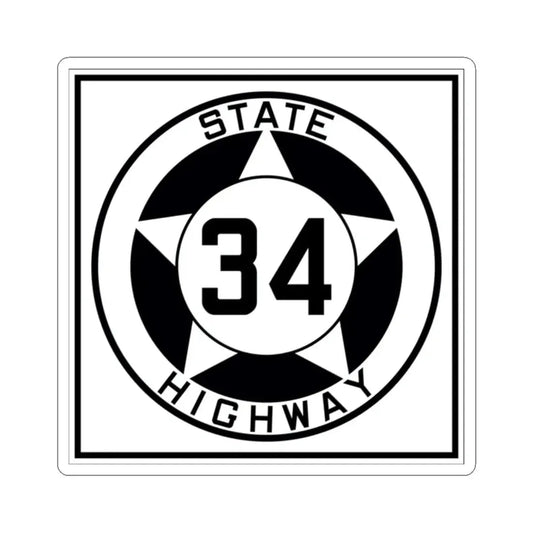 Texas 34 1935 (Texas) (Road Sign) STICKER Vinyl Kiss-Cut Decal 2 Inch White - The Sticker Space