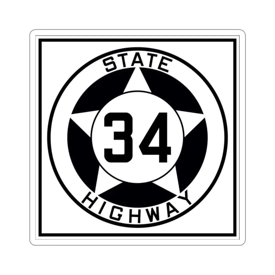 Texas 34 1935 (Texas) (Road Sign) STICKER Vinyl Kiss-Cut Decal 3 Inch White - The Sticker Space