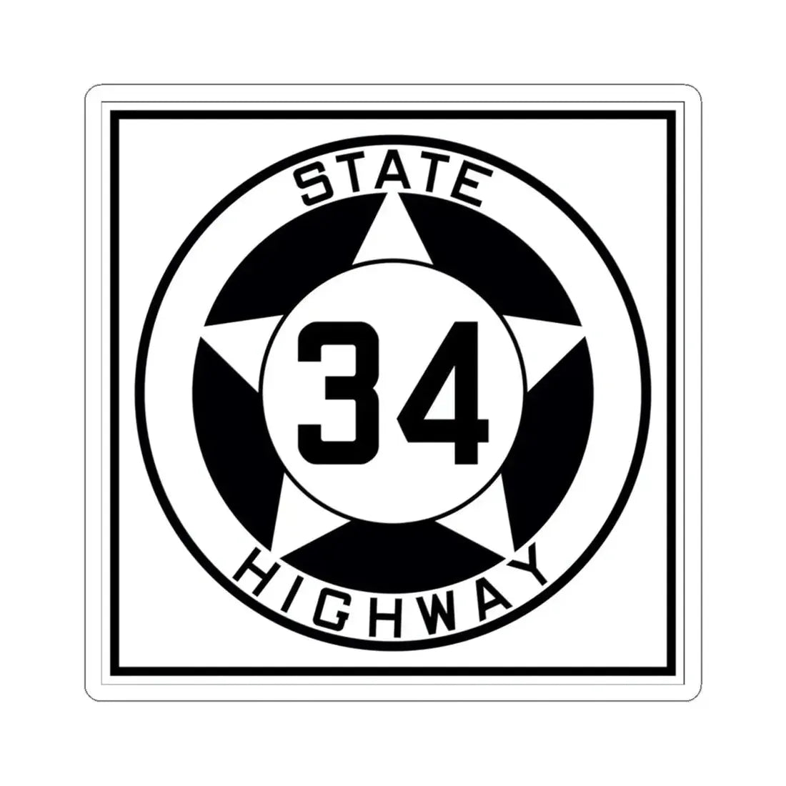 Texas 34 1935 (Texas) (Road Sign) STICKER Vinyl Kiss-Cut Decal 4 Inch White - The Sticker Space