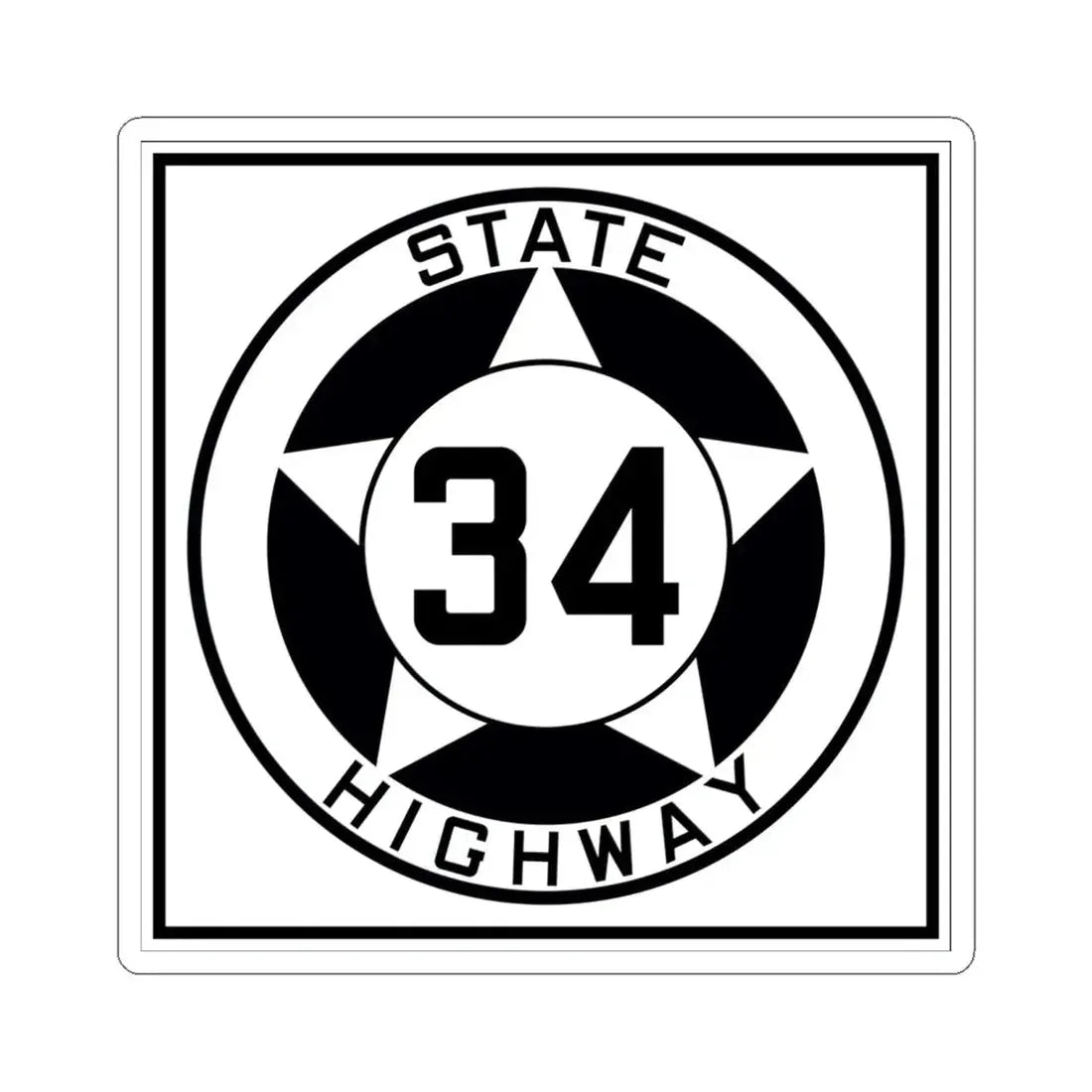 Texas 34 1935 (Texas) (Road Sign) STICKER Vinyl Kiss-Cut Decal 6 Inch White - The Sticker Space