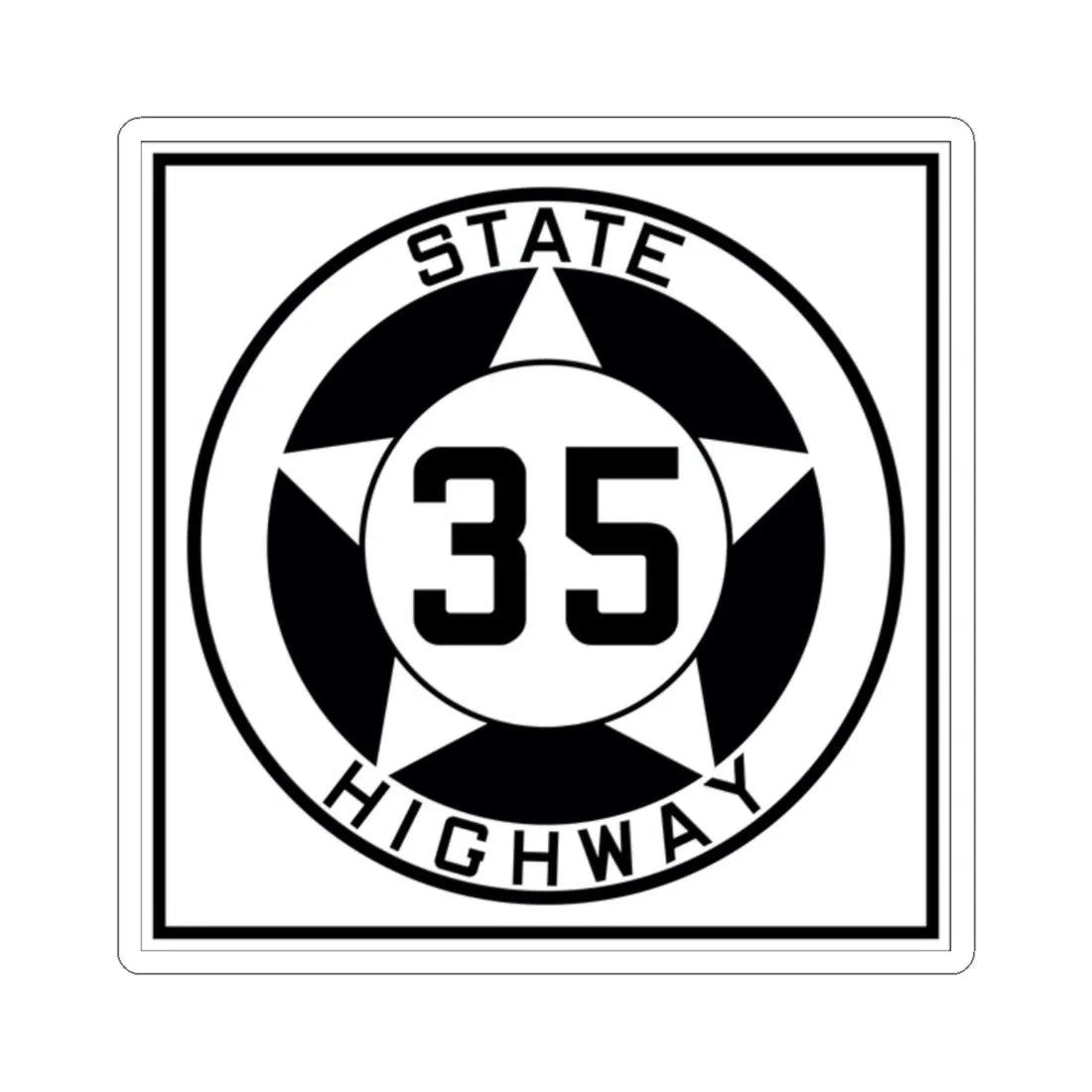 Texas 35 1935 (Texas) (Road Sign) STICKER Vinyl Kiss-Cut Decal 2 Inch White - The Sticker Space