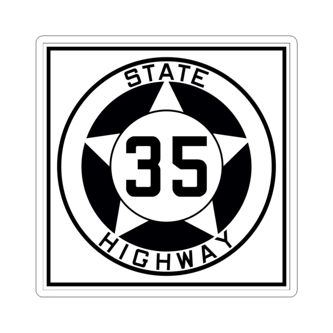 Texas 35 1935 (Texas) (Road Sign) STICKER Vinyl Kiss-Cut Decal 3 Inch White - The Sticker Space
