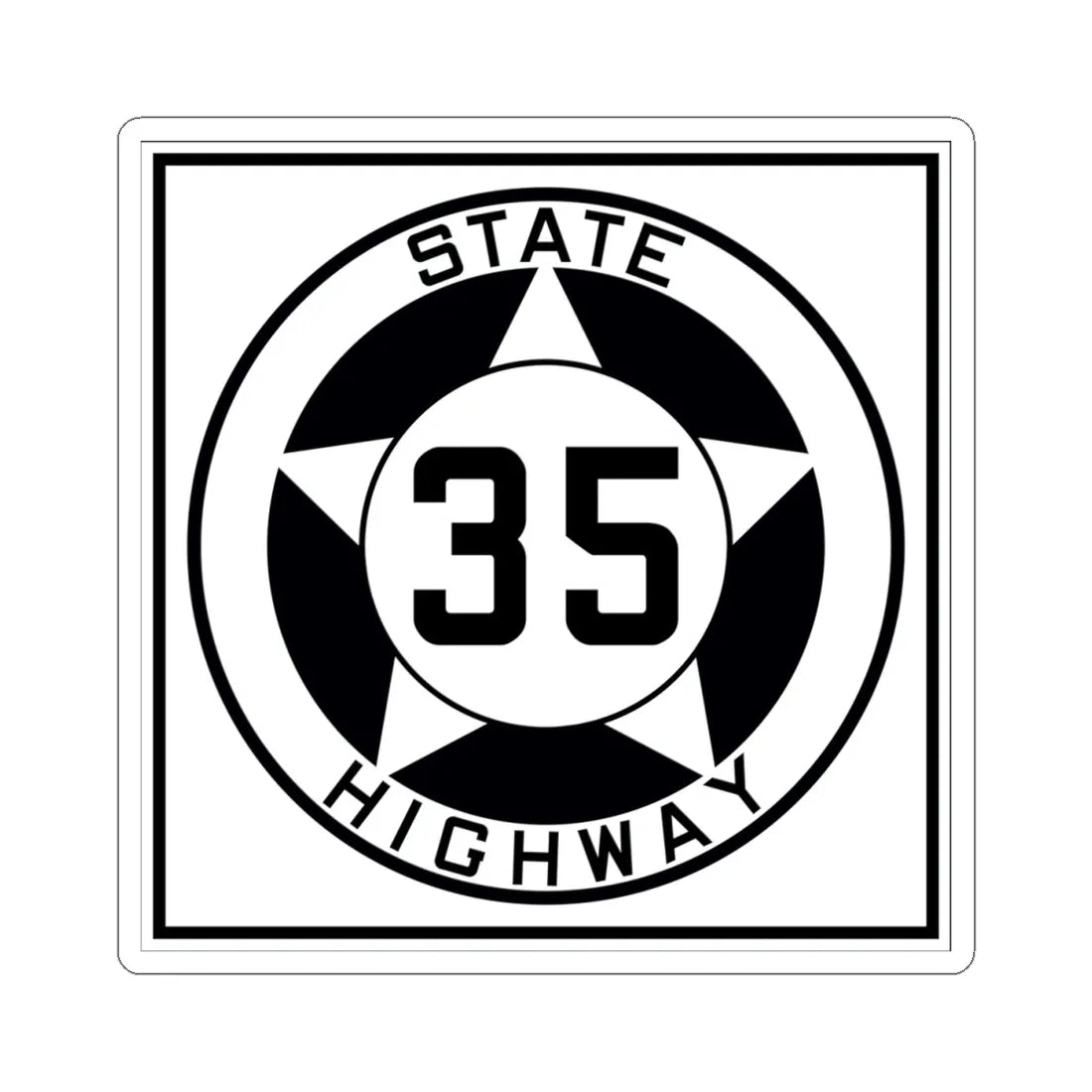 Texas 35 1935 (Texas) (Road Sign) STICKER Vinyl Kiss-Cut Decal 4 Inch White - The Sticker Space