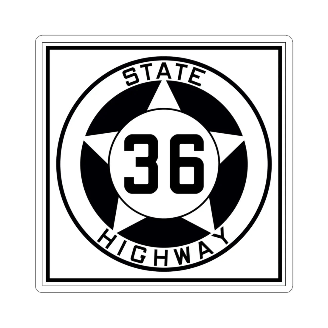 Texas 36 1935 (Texas) (Road Sign) STICKER Vinyl Kiss-Cut Decal 6 Inch White - The Sticker Space
