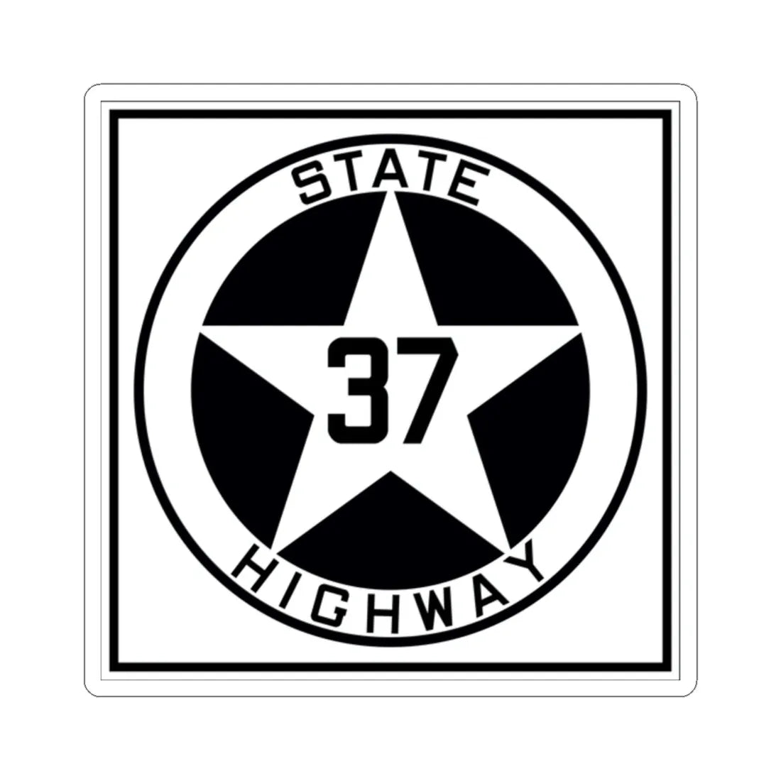 Texas 37 1917 (Texas) (Road Sign) STICKER Vinyl Kiss-Cut Decal 2 Inch White - The Sticker Space