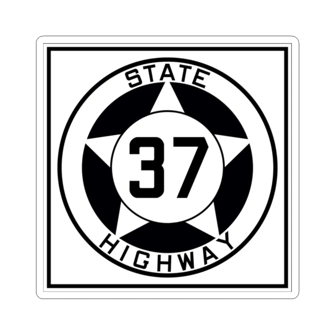 Texas 37 1935 (Texas) (Road Sign) STICKER Vinyl Kiss-Cut Decal 2 Inch White - The Sticker Space