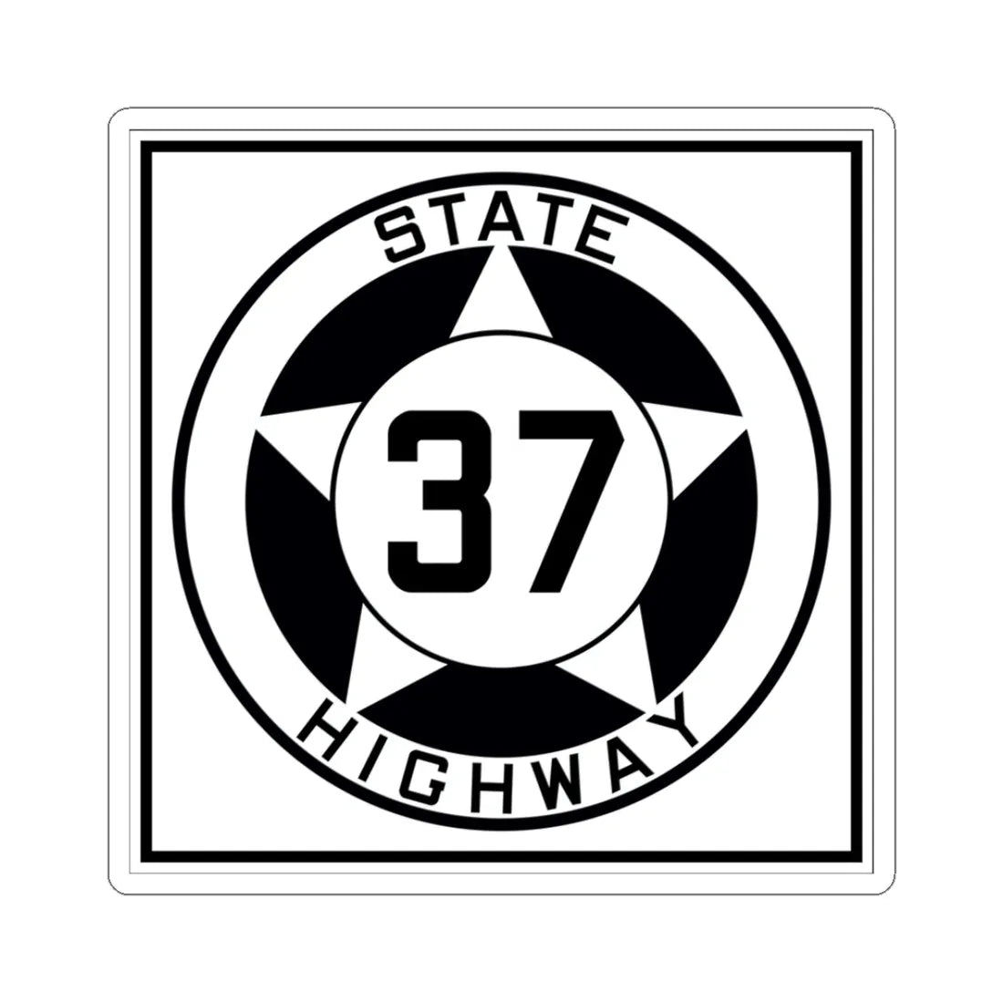 Texas 37 1935 (Texas) (Road Sign) STICKER Vinyl Kiss-Cut Decal 3 Inch White - The Sticker Space
