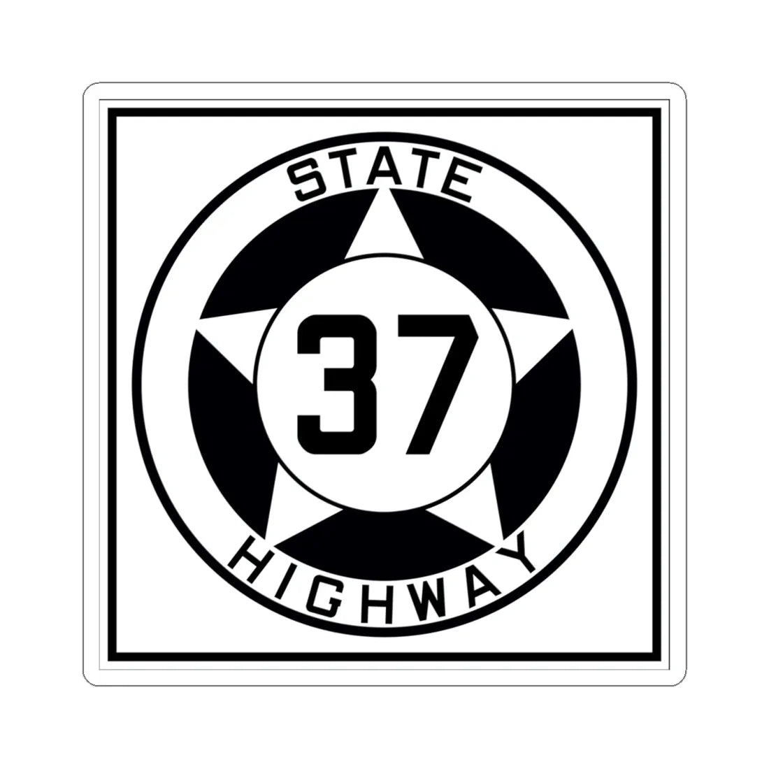 Texas 37 1935 (Texas) (Road Sign) STICKER Vinyl Kiss-Cut Decal 4 Inch White - The Sticker Space