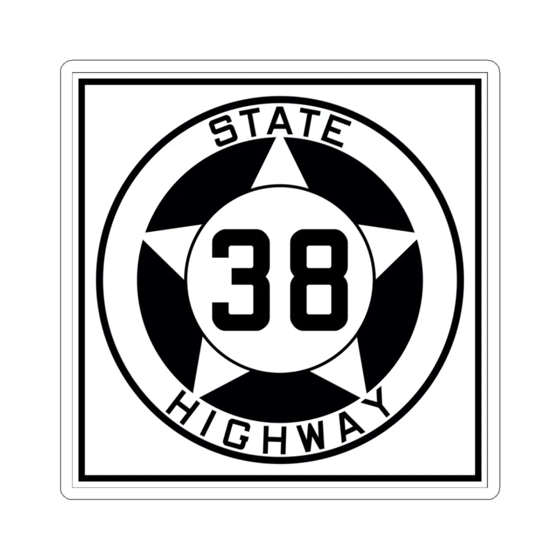 Texas 38 1935 (Texas) (Road Sign) STICKER Vinyl Kiss-Cut Decal 3 Inch White - The Sticker Space