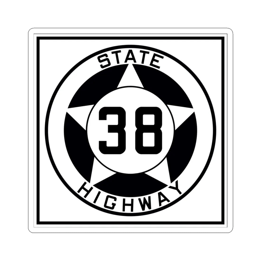 Texas 38 1935 (Texas) (Road Sign) STICKER Vinyl Kiss-Cut Decal 4 Inch White - The Sticker Space