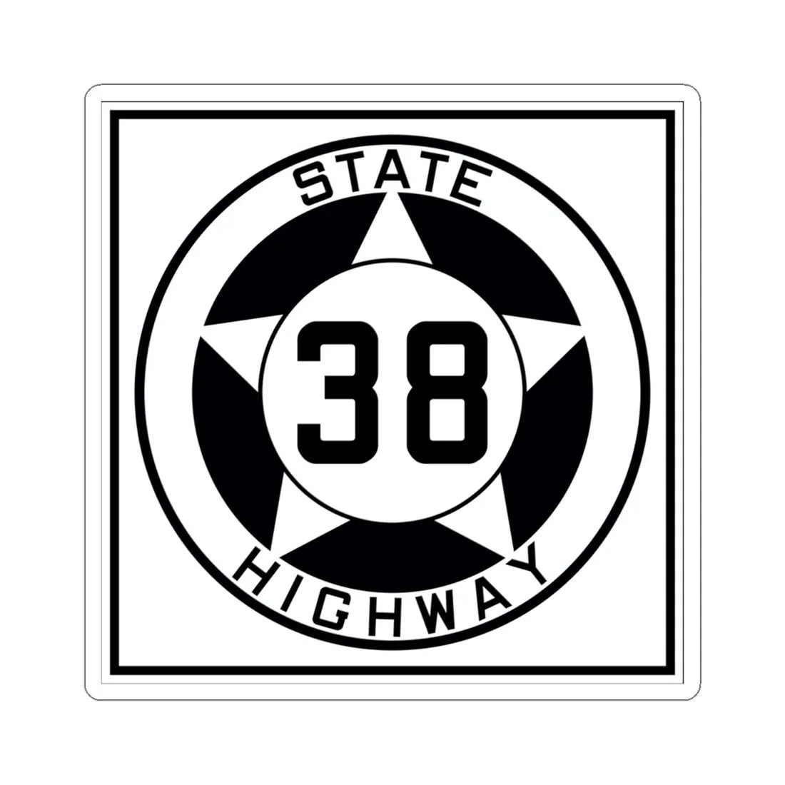 Texas 38 1935 (Texas) (Road Sign) STICKER Vinyl Kiss-Cut Decal 6 Inch White - The Sticker Space