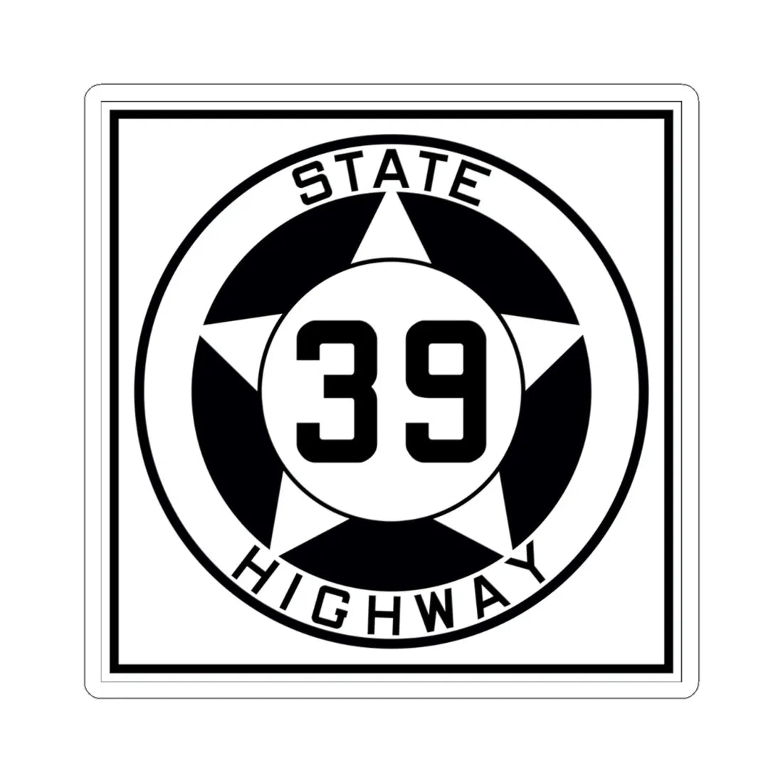 Texas 39 1935 (Texas) (Road Sign) STICKER Vinyl Kiss-Cut Decal 4 Inch White - The Sticker Space