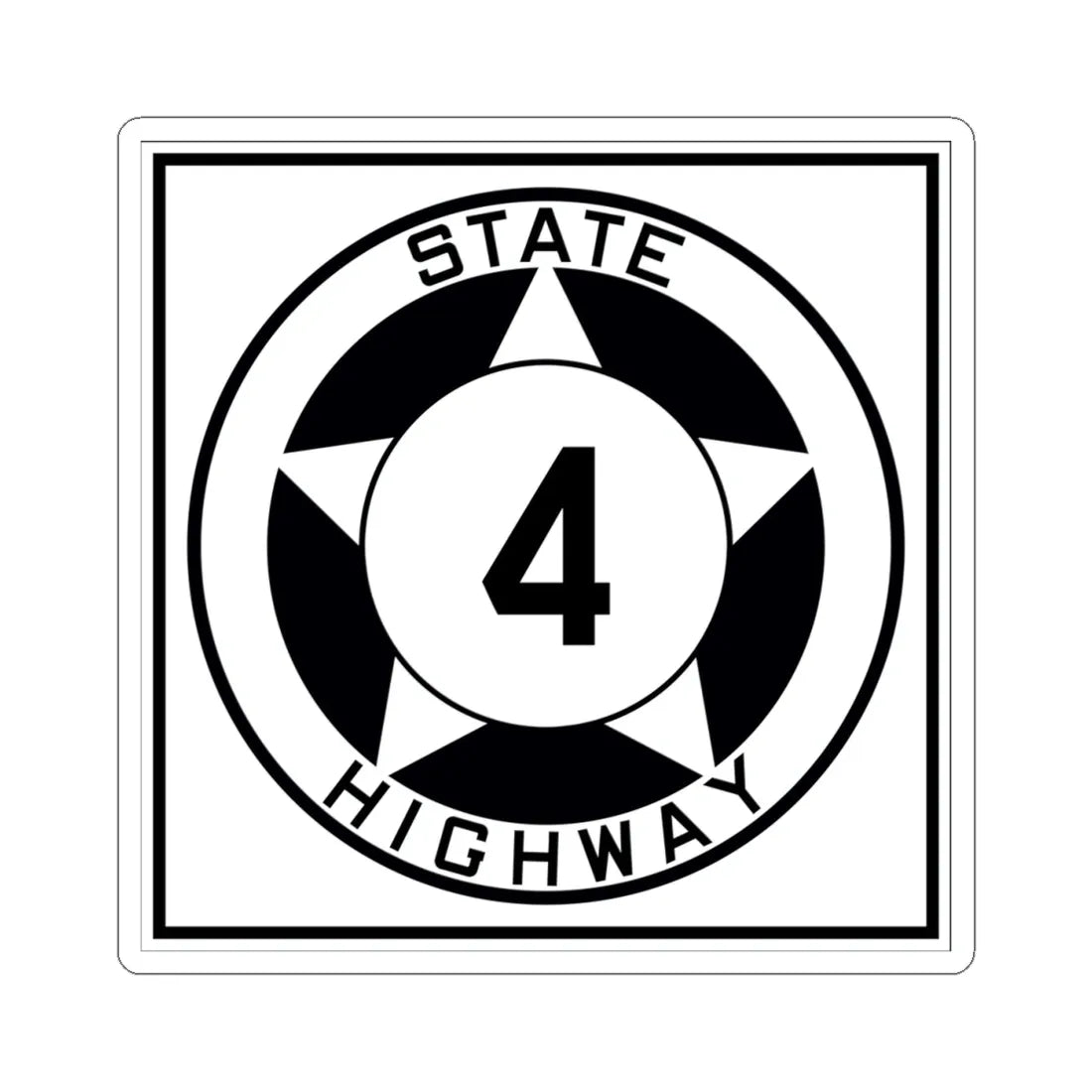 Texas 4 1935 (Texas) (Road Sign) STICKER Vinyl Kiss-Cut Decal 4 Inch White - The Sticker Space