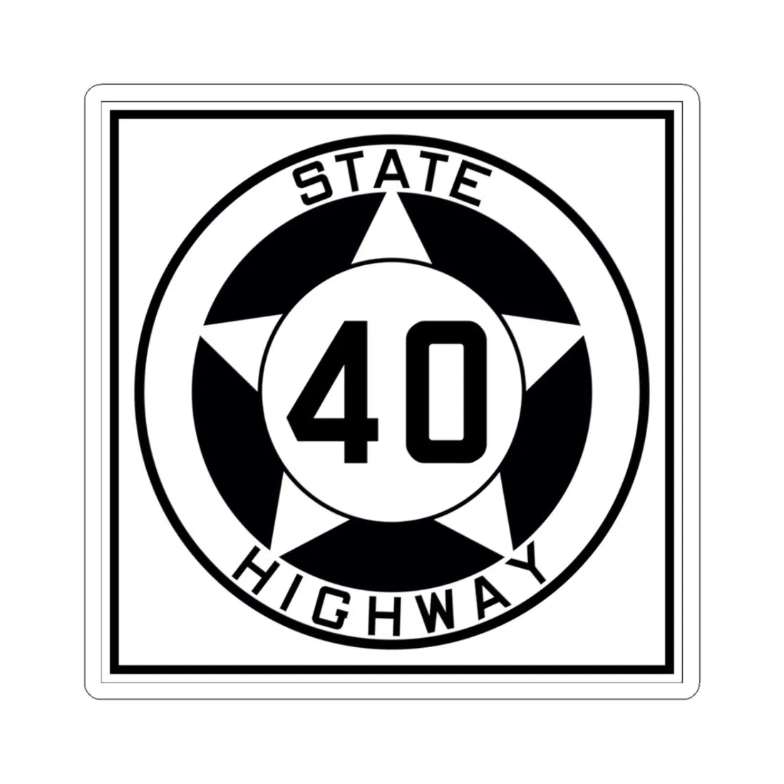 Texas 40 1935 (Texas) (Road Sign) STICKER Vinyl Kiss-Cut Decal 3 Inch White - The Sticker Space