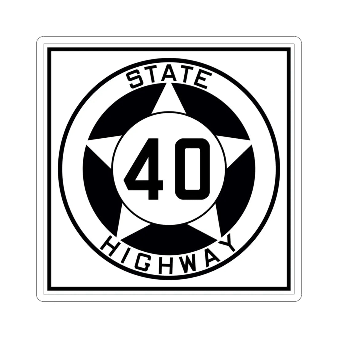 Texas 40 1935 (Texas) (Road Sign) STICKER Vinyl Kiss-Cut Decal 4 Inch White - The Sticker Space