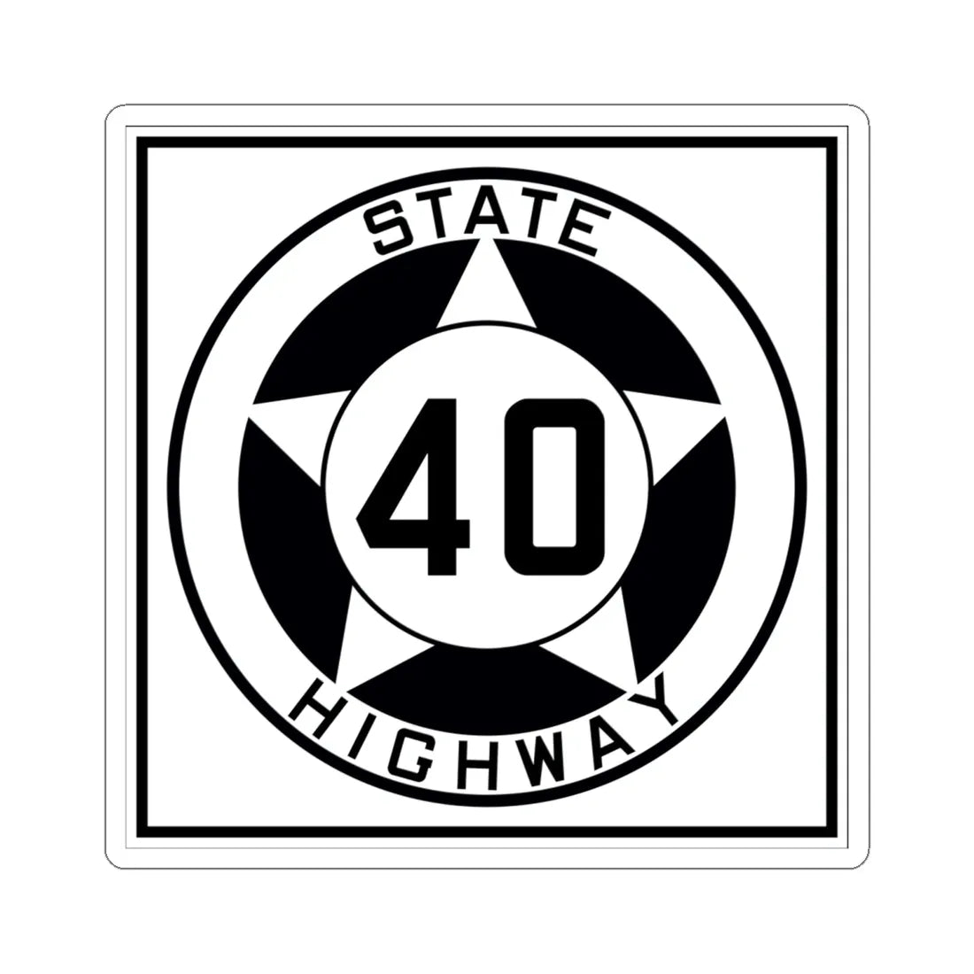 Texas 40 1935 (Texas) (Road Sign) STICKER Vinyl Kiss-Cut Decal 6 Inch White - The Sticker Space