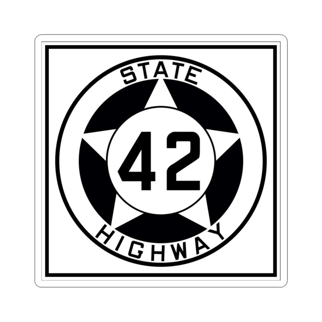 Texas 42 1935 (Texas) (Road Sign) STICKER Vinyl Kiss-Cut Decal 3 Inch White - The Sticker Space