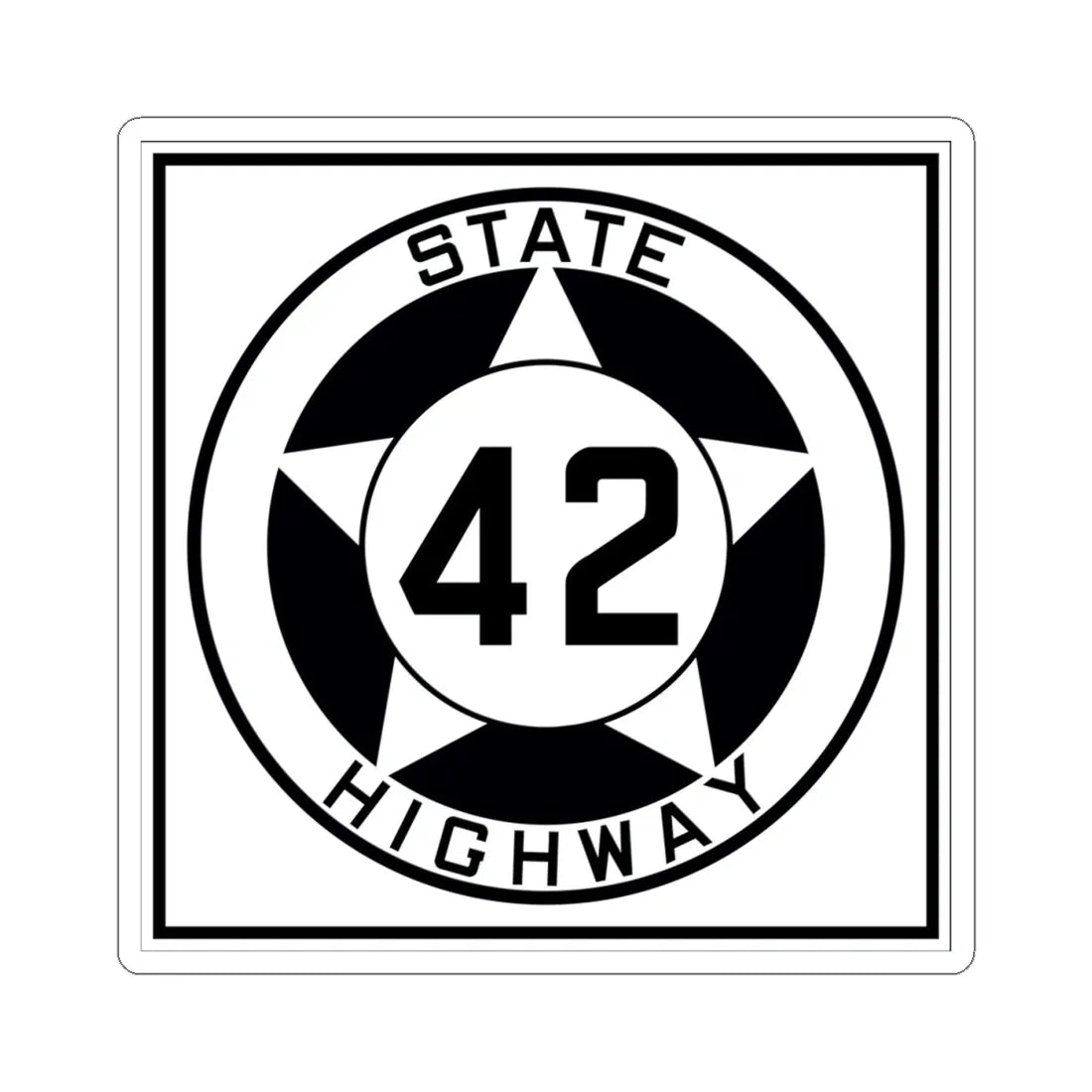 Texas 42 1935 (Texas) (Road Sign) STICKER Vinyl Kiss-Cut Decal 4 Inch White - The Sticker Space