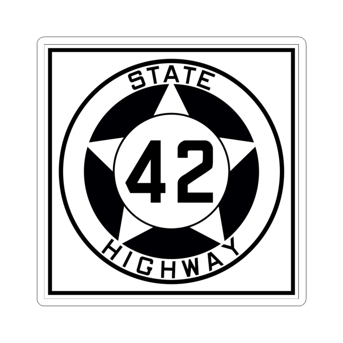 Texas 42 1935 (Texas) (Road Sign) STICKER Vinyl Kiss-Cut Decal 6 Inch White - The Sticker Space