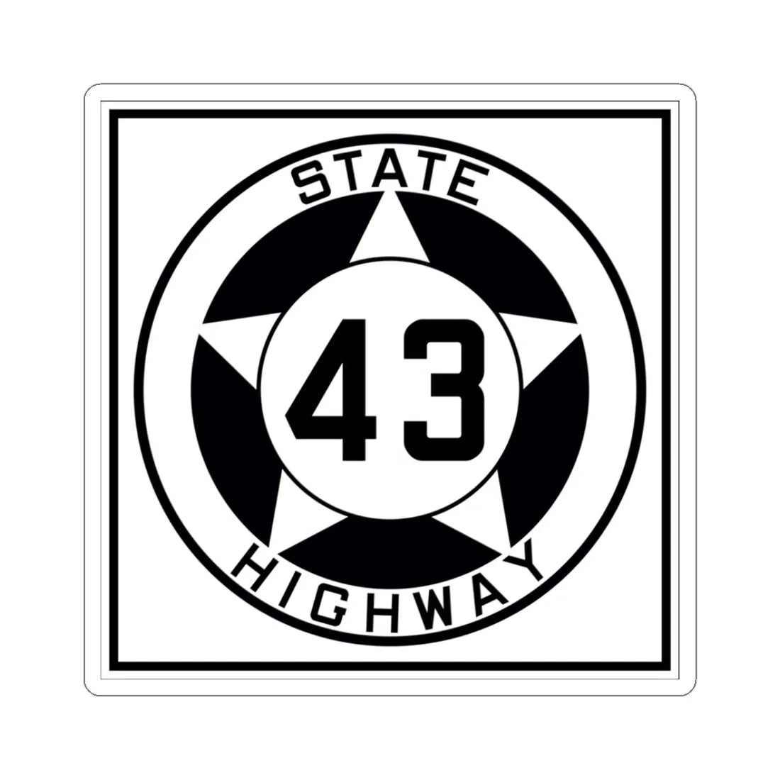 Texas 43 1935 (Texas) (Road Sign) STICKER Vinyl Kiss-Cut Decal 3 Inch White - The Sticker Space