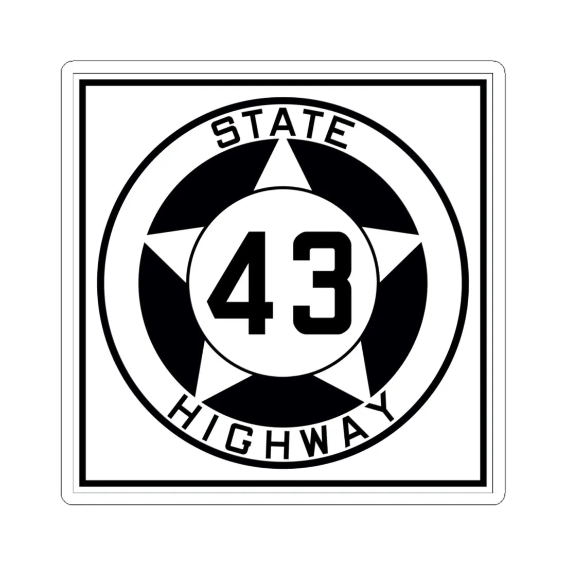 Texas 43 1935 (Texas) (Road Sign) STICKER Vinyl Kiss-Cut Decal 4 Inch White - The Sticker Space